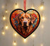 Labrador Fox Red Glass Effect Heart Suncatcher